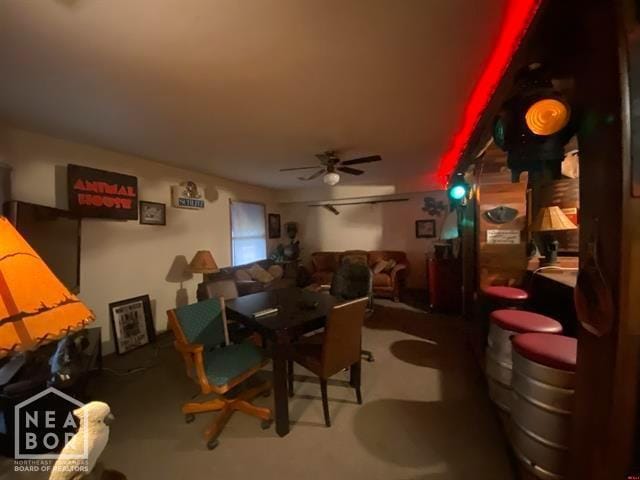dining room featuring a ceiling fan