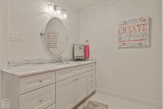803 Fairway Dr, Jonesboro, AR 72401 - bathroom with vanity, baseboards, and ornamental molding