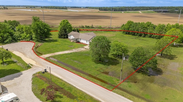 drone / aerial view with a rural view