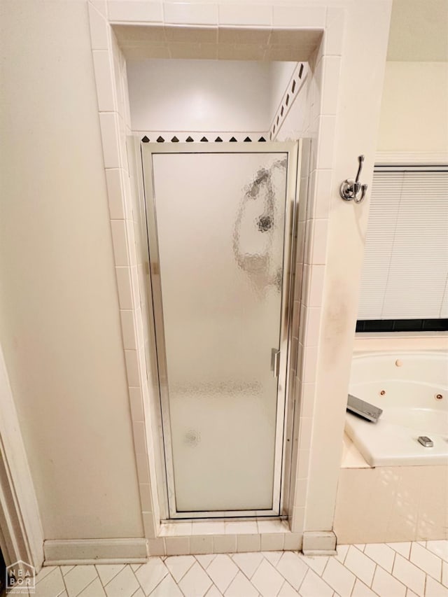 2208 John Cir, Newport, AR 72112 - bathroom with a jetted tub and a stall shower