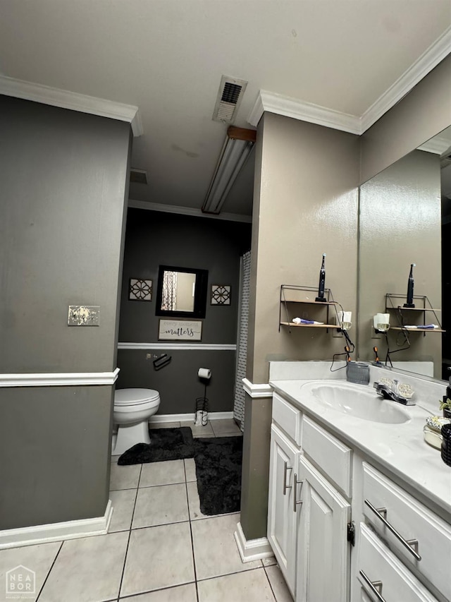515 6th, Marked Tree, AR 72365 - full bathroom featuring crown molding, vanity, and tile patterned flooring