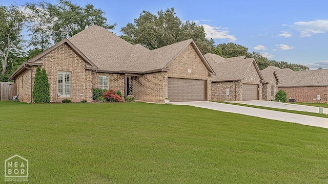 4328 Lynx Ln, Jonesboro, AR 72405 - view of front of home with a garage, brick siding, a front yard, and concrete driveway