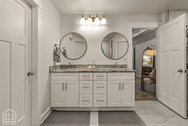 4328 Lynx Ln, Jonesboro, AR 72405 - bathroom with double vanity and marble look tile flooring