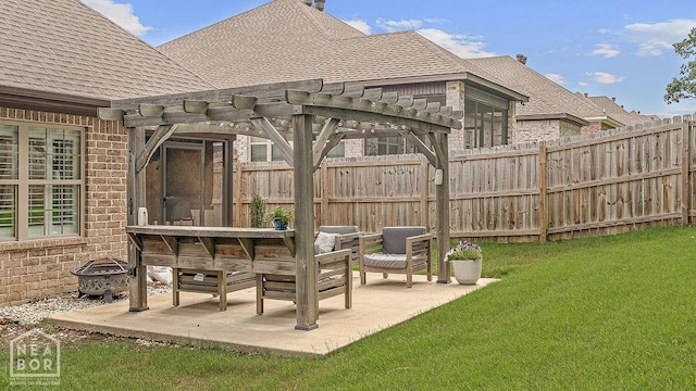 4328 Lynx Ln, Jonesboro, AR 72405 - view of patio / terrace featuring a pergola and a fire pit