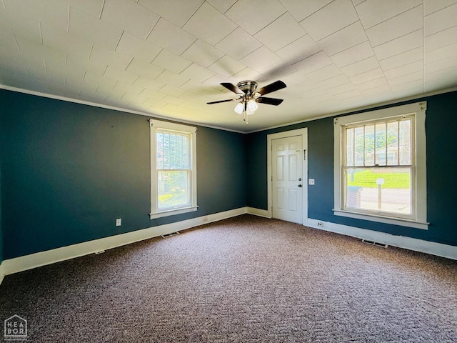505 N Pruett St N, Paragould, AR 72450 - unfurnished room featuring a ceiling fan, carpet flooring, and ornamental molding