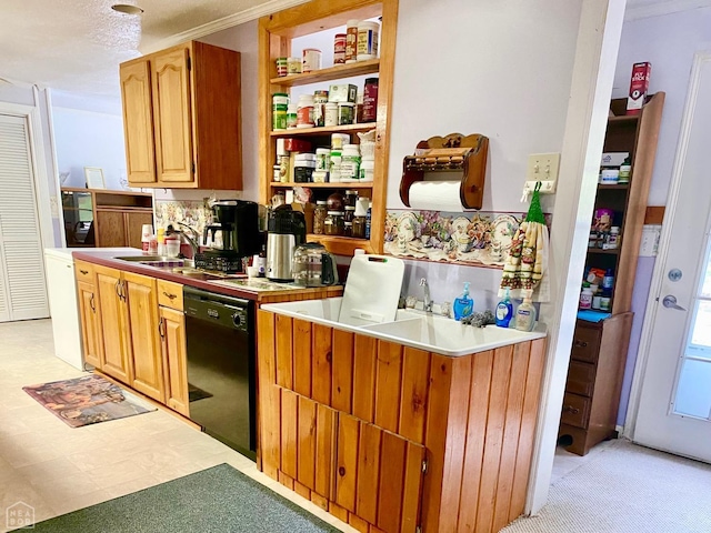 3601 Palestine Rd, Warm Springs, AR 72478 - kitchen with crown molding, a sink, and dishwasher