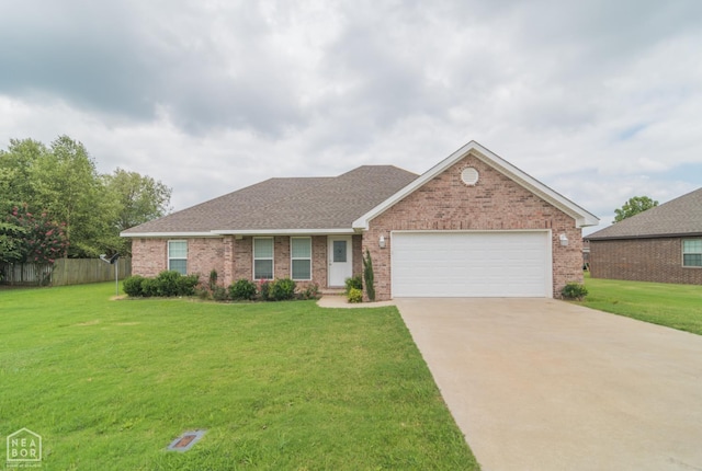 1805 Covey Dr, Jonesboro, AR 72404 - ranch-style home with brick siding, a garage, concrete driveway, and a shingled roof