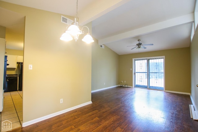 1805 Covey Dr, Jonesboro, AR 72404 - unfurnished room featuring wood finished floors, a ceiling fan, and a chandelier