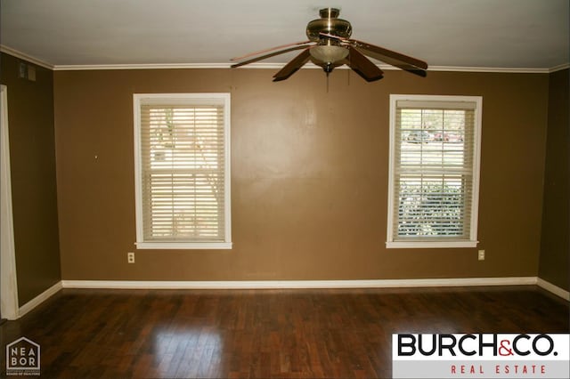 1805 Covey Dr, Jonesboro, AR 72404 - spare room featuring a ceiling fan, crown molding, and wood finished floors