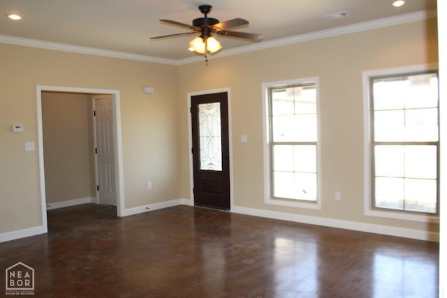 1805 Covey Dr, Jonesboro, AR 72404 - entryway featuring healthy amount of natural light, a ceiling fan, crown molding, and recessed lighting