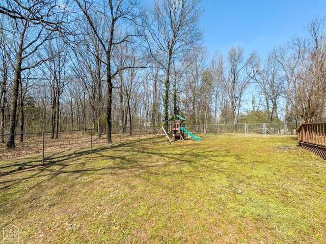 view of yard with a playground
