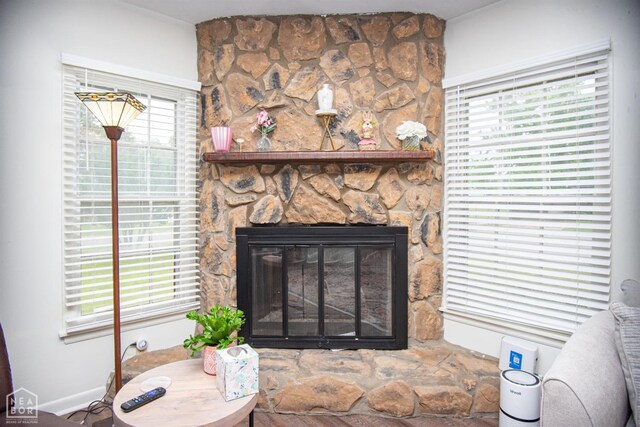 1123 Olive St, Jonesboro, AR 72401 - detailed view of a stone fireplace and baseboards