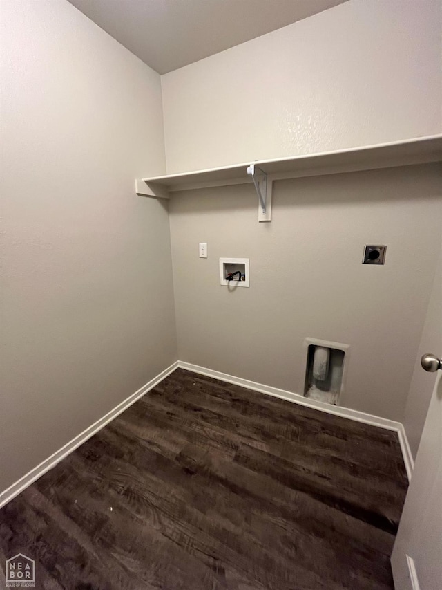 3804 Glitterman Dr, Jonesboro, AR 72404 - laundry room with washer hookup, dark wood-style flooring, baseboards, and electric dryer hookup