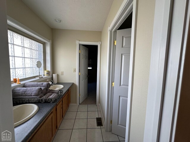 13534 Mc 8001, Yellville, AR 72687 - bathroom featuring a sink, visible vents, tile patterned floors, and a textured ceiling