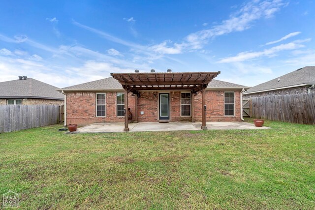 398 Wildwood Pt, Jonesboro, AR 72405 - back of property featuring a fenced backyard, a pergola, a patio area, and brick siding