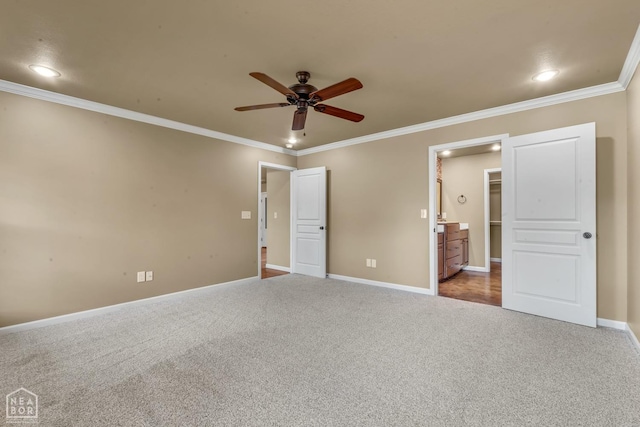 398 Wildwood Pt, Jonesboro, AR 72405 - unfurnished bedroom with baseboards, ornamental molding, carpet, and recessed lighting