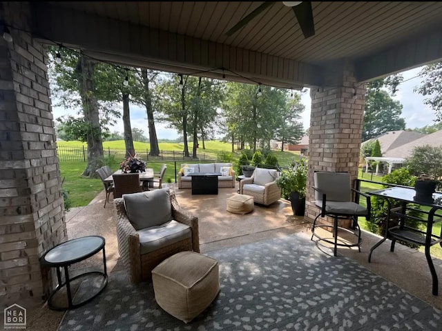 3305 Winged Foot Cv, Jonesboro, AR 72405 - view of patio featuring outdoor lounge area, outdoor dining area, and a ceiling fan