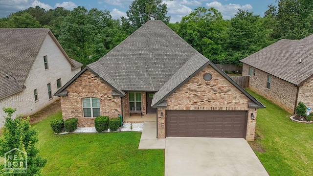 509 Wiregrass Way, Jonesboro, AR 72405 - view of front of home featuring brick siding, concrete driveway, a front yard, and roof with shingles