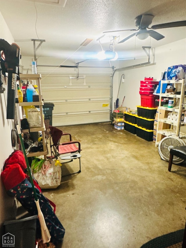 2804 Ivy Dr, Newport, AR 72112 - garage with ceiling fan and a garage door opener