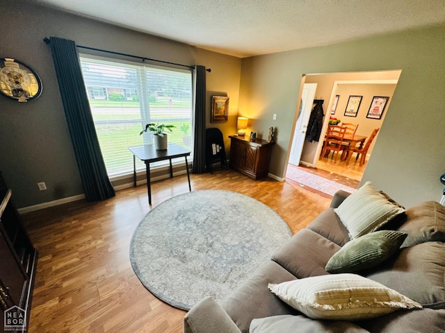 2804 Ivy Dr, Newport, AR 72112 - living area with light wood-style flooring, a textured ceiling, and baseboards