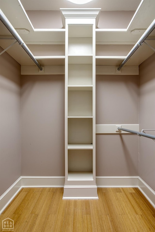 walk in closet featuring wood finished floors