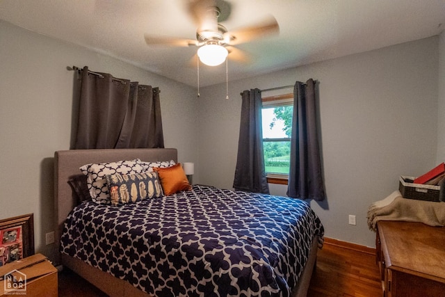18020 Butterfly Rd, Harrisburg, AR 72432 - bedroom featuring wood finished floors and ceiling fan