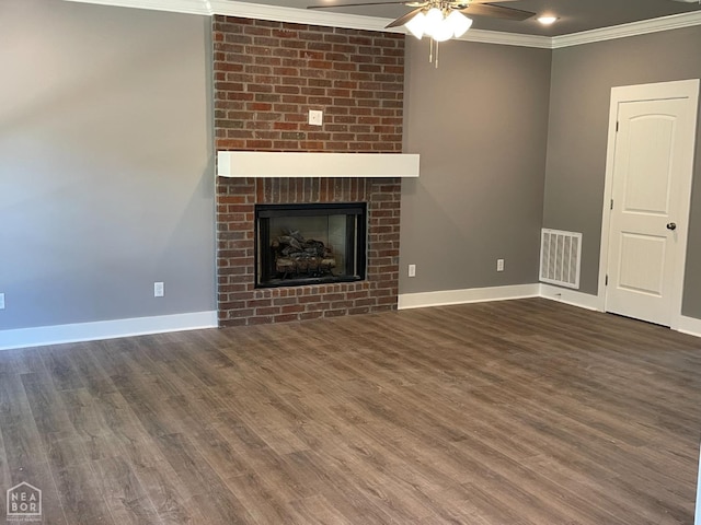 3502 Burdyshaw Dr Drive, Jonesboro, AR 72405 - unfurnished living room with visible vents, baseboards, ornamental molding, a ceiling fan, and wood finished floors