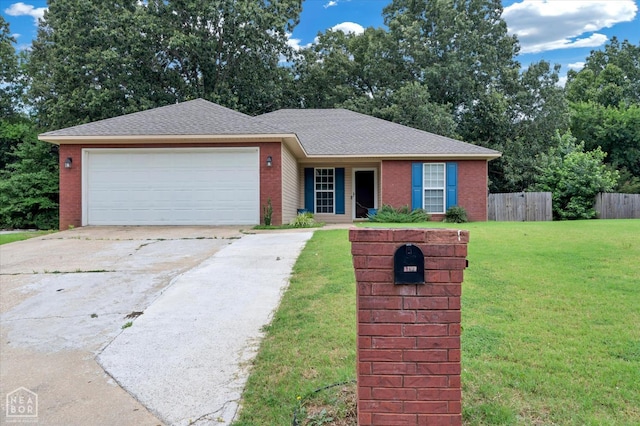 1104 Sandino Dr, Jonesboro, AR 72405 - ranch-style house featuring driveway, an attached garage, brick siding, and roof with shingles