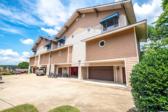 exterior space featuring a garage