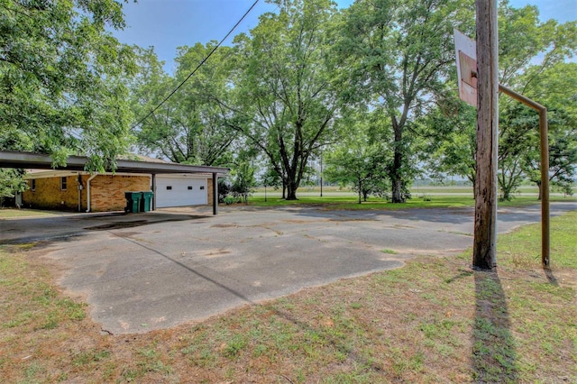 exterior space with a garage