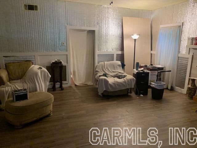 living area featuring hardwood / wood-style flooring