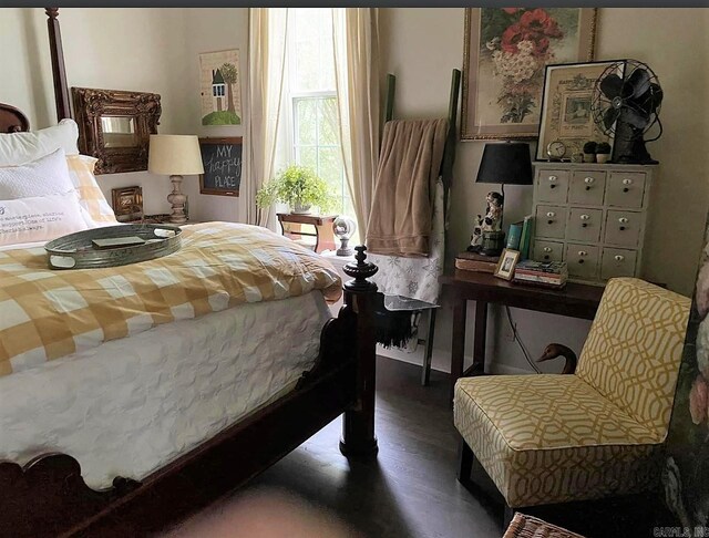 bedroom featuring dark wood-type flooring