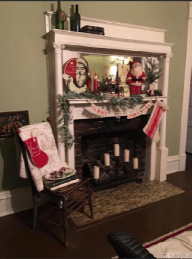 living area with a fireplace