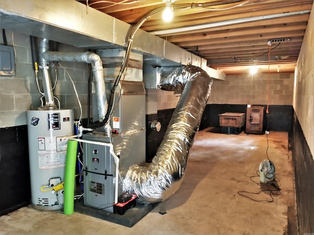 utility room with water heater