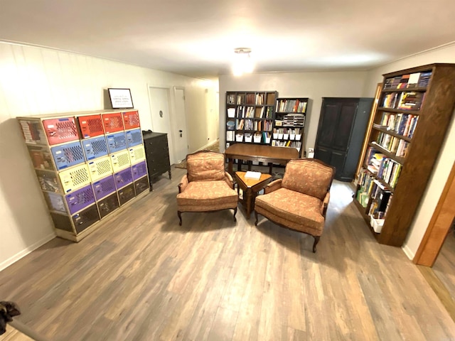 living area featuring hardwood / wood-style floors