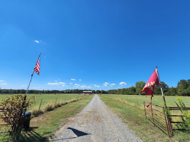 view of street with a rural view