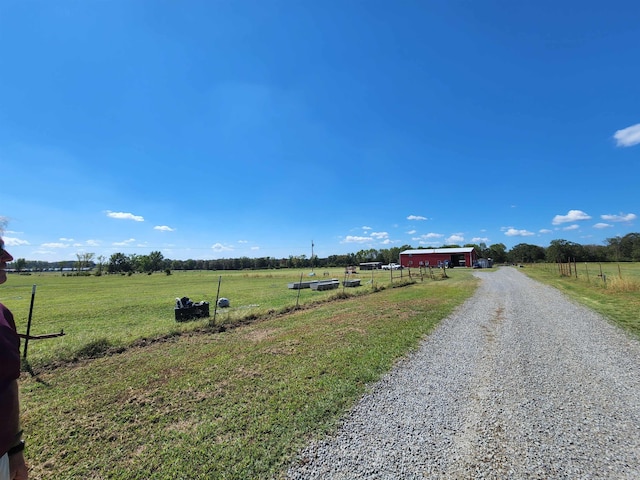 view of road featuring a rural view