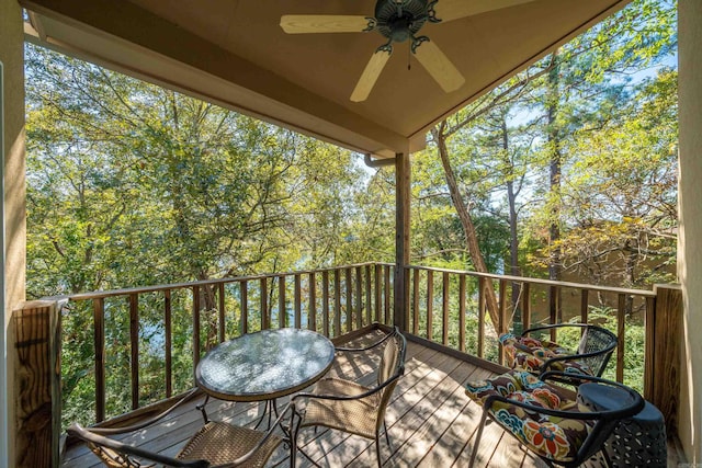 balcony with ceiling fan