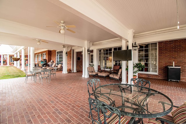 view of patio / terrace with ceiling fan