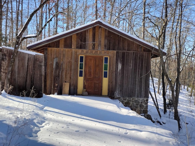 view of snow covered structure