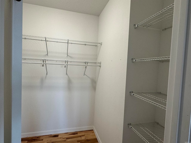 walk in closet with hardwood / wood-style flooring