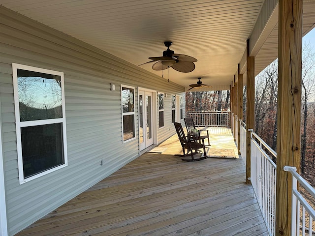 deck featuring ceiling fan