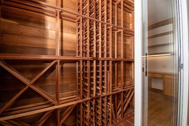 wine cellar with wooden walls