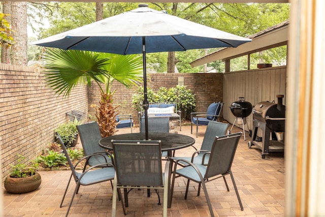 view of patio featuring area for grilling