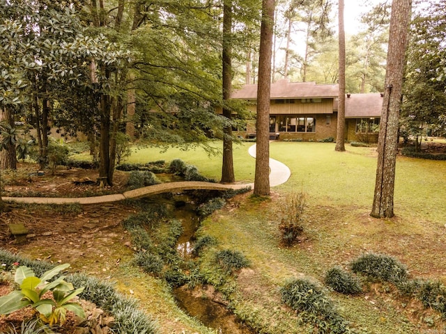 view of front of home featuring a front yard