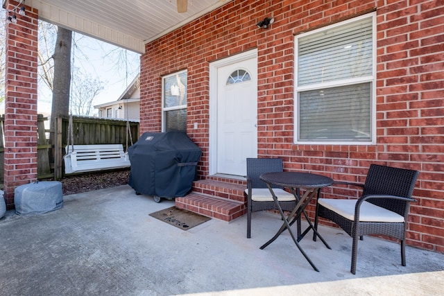 view of patio / terrace with a grill