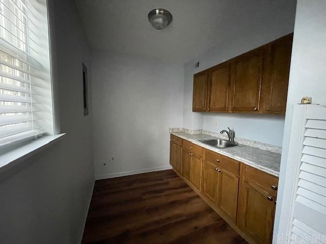 kitchen featuring dark wood-type flooring, sink, and plenty of natural light