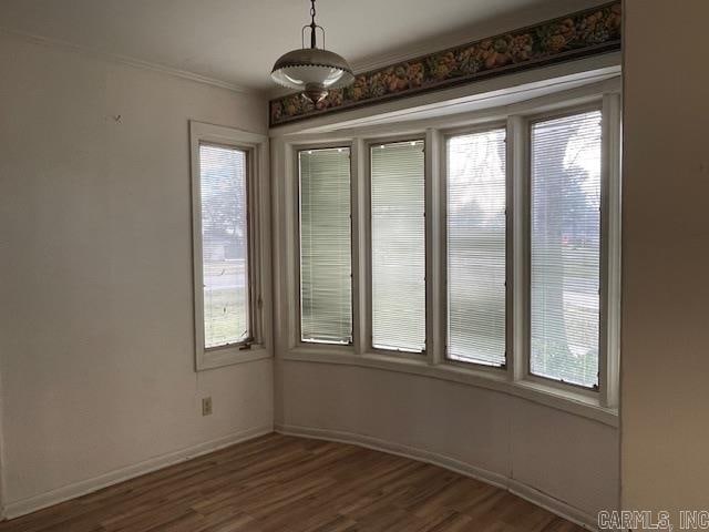 spare room with dark hardwood / wood-style floors