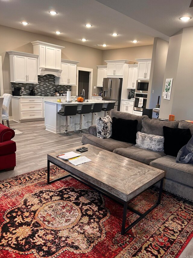 living room featuring light hardwood / wood-style flooring