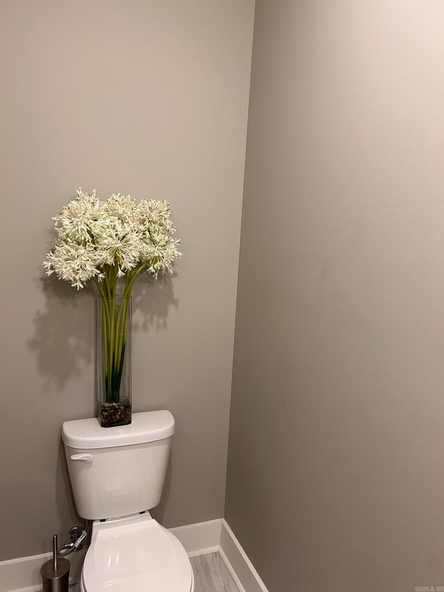 bathroom with toilet and wood-type flooring